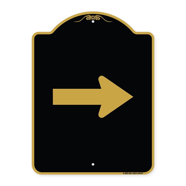 Designer Series Sign-Arrow Green, Black & Gold Aluminum Architectural Sign, 18" x 24", BG-1824-24337